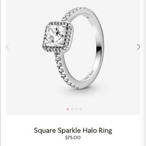 Pandora Square Sparkle Halo Ring